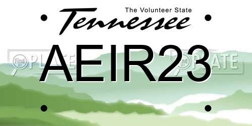 AEIR23 Tennessee License Plate
