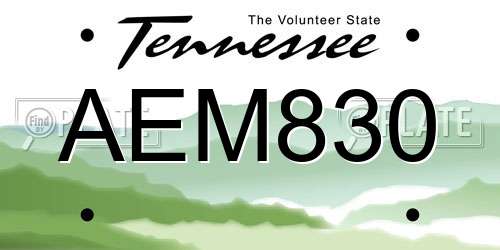 AEM830 Tennessee License Plate