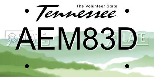 AEM83D Tennessee License Plate
