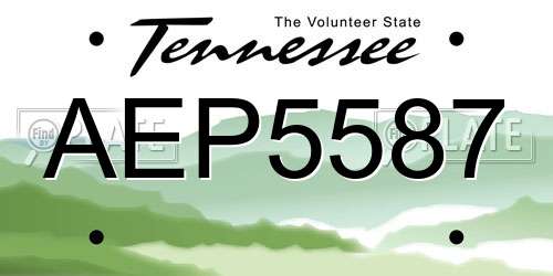 AEP5587 Tennessee License Plate