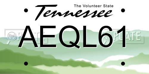 AEQL61 Tennessee License Plate