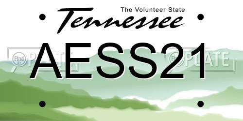 AESS21 Tennessee License Plate