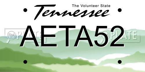 AETA52 Tennessee License Plate