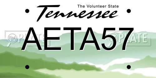 AETA57 Tennessee License Plate