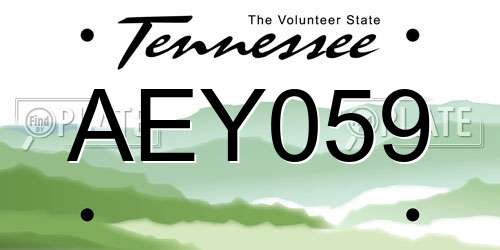 AEY059 Tennessee License Plate