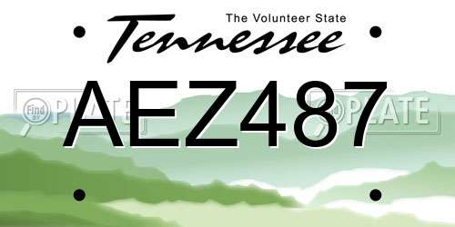 AEZ487 Tennessee License Plate