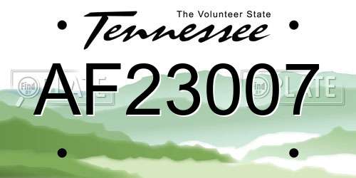 AF23007 Tennessee License Plate
