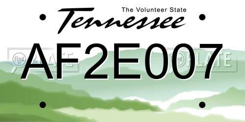 AF2E007 Tennessee License Plate