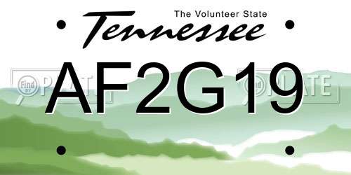 AF2G19 Tennessee License Plate