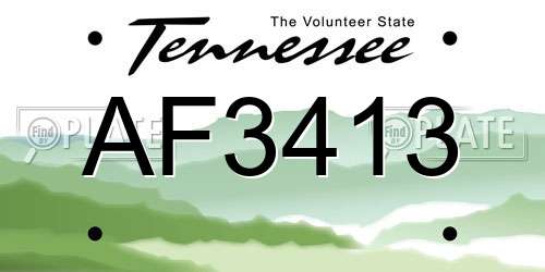 AF3413 Tennessee License Plate
