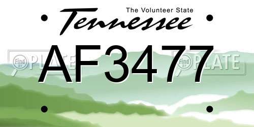 AF3477 Tennessee License Plate