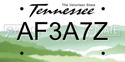 AF3A7Z Tennessee License Plate
