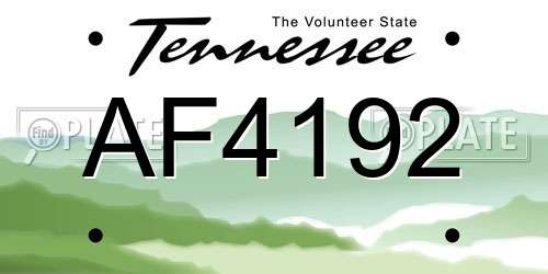 AF4192 Tennessee License Plate