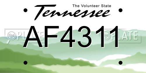 AF4311 Tennessee License Plate