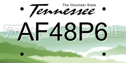 AF48P6 Tennessee License Plate