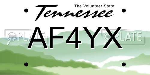 AF4YX Tennessee License Plate