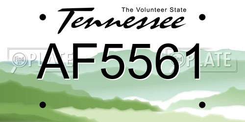 AF5561 Tennessee License Plate