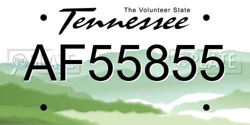 AF55855 Tennessee License Plate