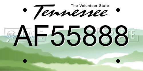 AF55888 Tennessee License Plate