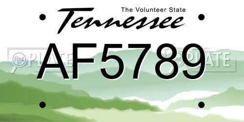 AF5789 Tennessee License Plate