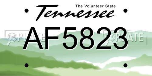 AF5823 Tennessee License Plate