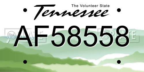 AF58558 Tennessee License Plate
