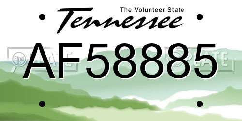 AF58885 Tennessee License Plate