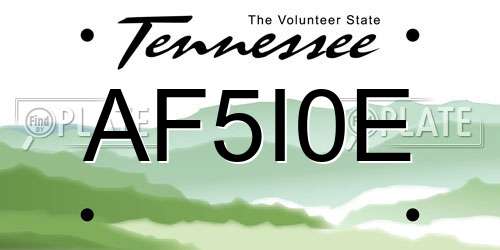 AF5I0E Tennessee License Plate