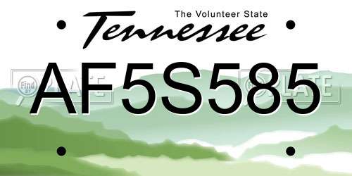 AF5S585 Tennessee License Plate