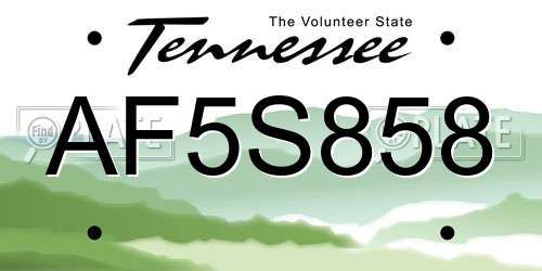 AF5S858 Tennessee License Plate