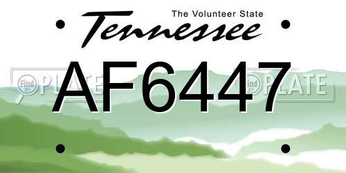 AF6447 Tennessee License Plate