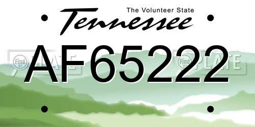 AF65222 Tennessee License Plate