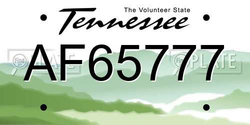 AF65777 Tennessee License Plate