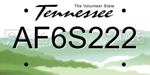 AF6S222 Tennessee License Plate