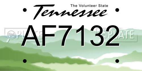 AF7132 Tennessee License Plate