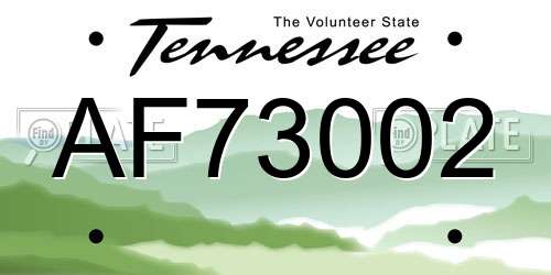 AF73002 Tennessee License Plate