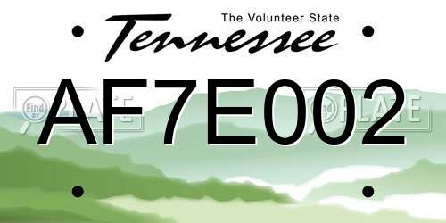 AF7E002 Tennessee License Plate