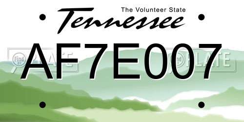 AF7E007 Tennessee License Plate
