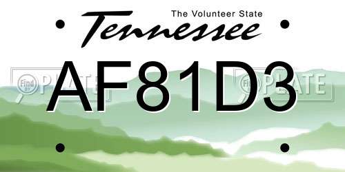 AF81D3 Tennessee License Plate