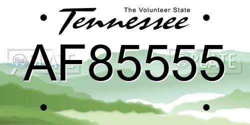 AF85555 Tennessee License Plate