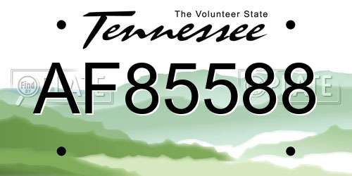 AF85588 Tennessee License Plate