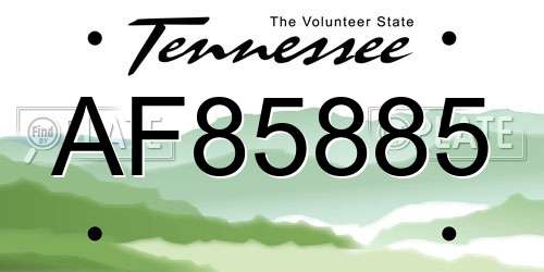 AF85885 Tennessee License Plate
