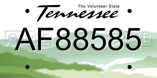 AF88585 Tennessee License Plate