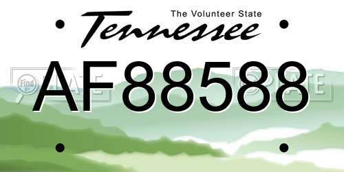 AF88588 Tennessee License Plate