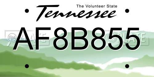 AF8B855 Tennessee License Plate