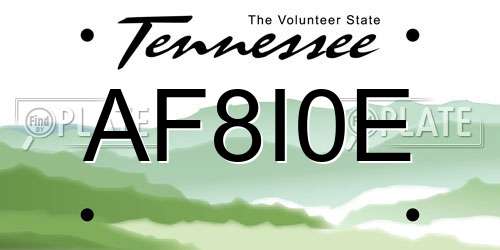AF8I0E Tennessee License Plate
