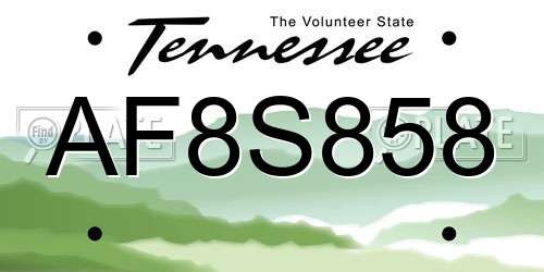 AF8S858 Tennessee License Plate
