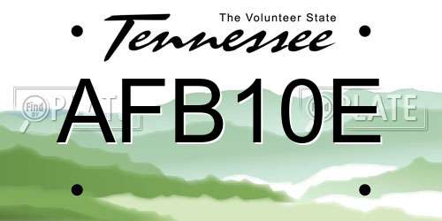 AFB10E Tennessee License Plate