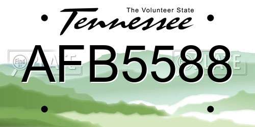 AFB5588 Tennessee License Plate