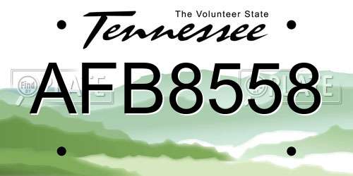 AFB8558 Tennessee License Plate